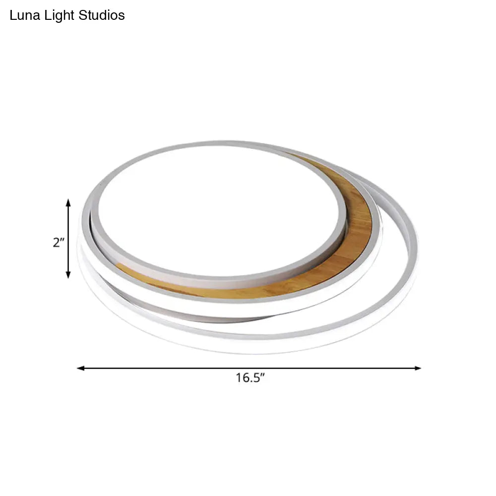 Modern Led Metal Flush Ceiling Light In Black/White 16.5’/20.5’ Wide White/Warm