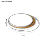 Modern Led Metal Flush Ceiling Light In Black/White 16.5’/20.5’ Wide White/Warm