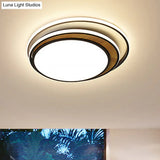 Modern Led Metal Flush Ceiling Light In Black/White 16.5’/20.5’ Wide White/Warm
