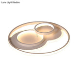 Modern Led Metal Flush Mount Ceiling Lamp In Black/White 16’/19.5’/23.5’ Wide White/Warm Lighting
