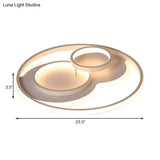 Modern Led Metal Flush Mount Ceiling Lamp In Black/White 16’/19.5’/23.5’ Wide White/Warm Lighting