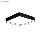 Modern Led Metal Flush Mount Light Fixture - White/Black Square 14’/18’/23.5’ Wide Living Room
