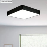 Modern Led Metal Flush Mount Light Fixture - White/Black Square 14’/18’/23.5’ Wide Living Room