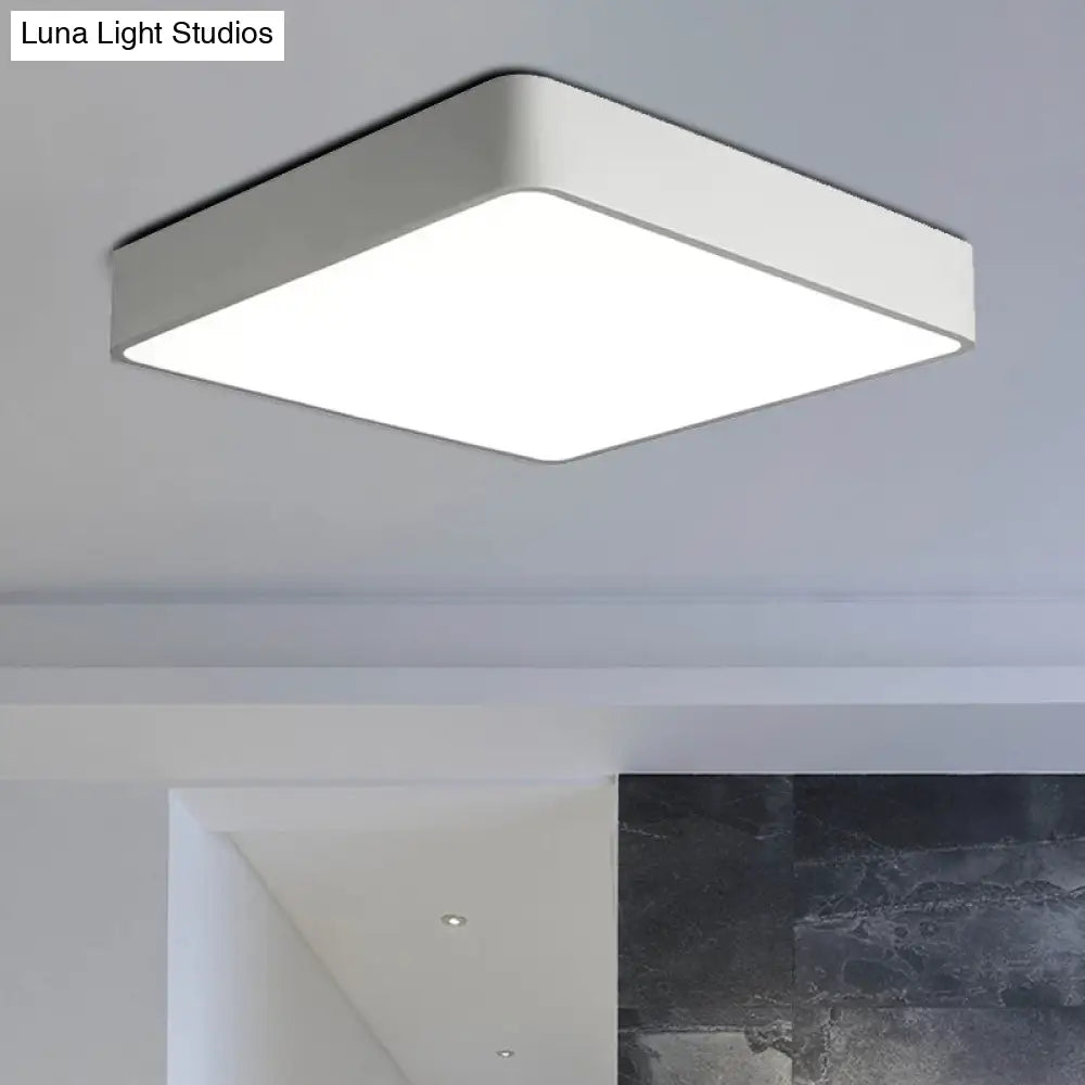 Modern Led Metal Flush Mount Light Fixture - White/Black Square 14’/18’/23.5’ Wide Living Room