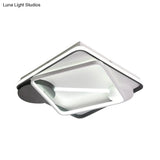 Modern Led Metal Semi Flush Mount Lamp - 16’/19.5’/35.5’ Wide Black And White