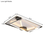 Modern Led Metal Semi Flush Mount Lamp - 16’/19.5’/35.5’ Wide Black And White