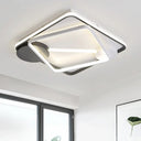 Modern Led Metal Semi Flush Mount Lamp - 16’/19.5’/35.5’ Wide Black And White