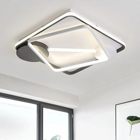 Modern Led Metal Semi Flush Mount Lamp - 16’/19.5’/35.5’ Wide Black And White