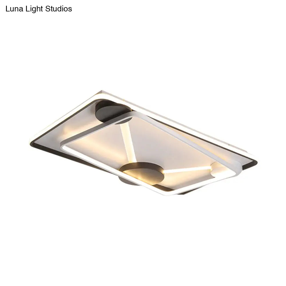 Modern Led Metal Semi Flush Mount Lamp - 16’/19.5’/35.5’ Wide Black And White