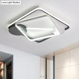 Modern Led Metal Semi Flush Mount Lamp - 16’/19.5’/35.5’ Wide Black And White
