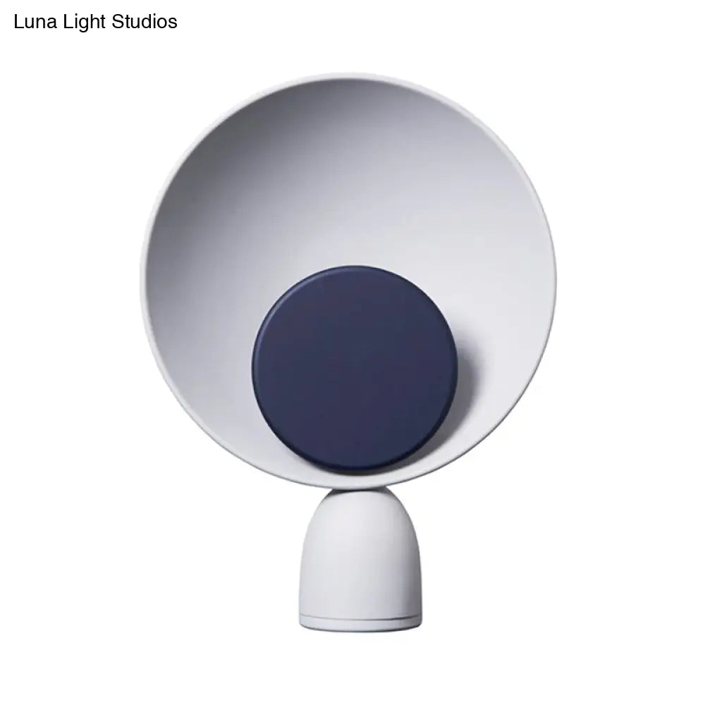 Modern Led Metal Shade Bedroom Reading Lamp Blue Night Light With Saucer Design