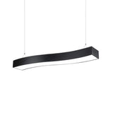 Modern Led Black Metal Pendant Lamp With Recessed Diffuser - Wide Wave Design (18/23.5/47)
