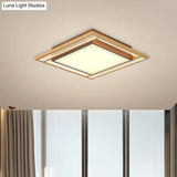 Modern Led Metallic Flush Mount Ceiling Light Fixture - Brown Square/Rectangle Design 21’/39’ Length