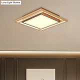 Modern Led Metallic Flush Mount Ceiling Light Fixture - Brown Square/Rectangle Design 21’/39’ Length