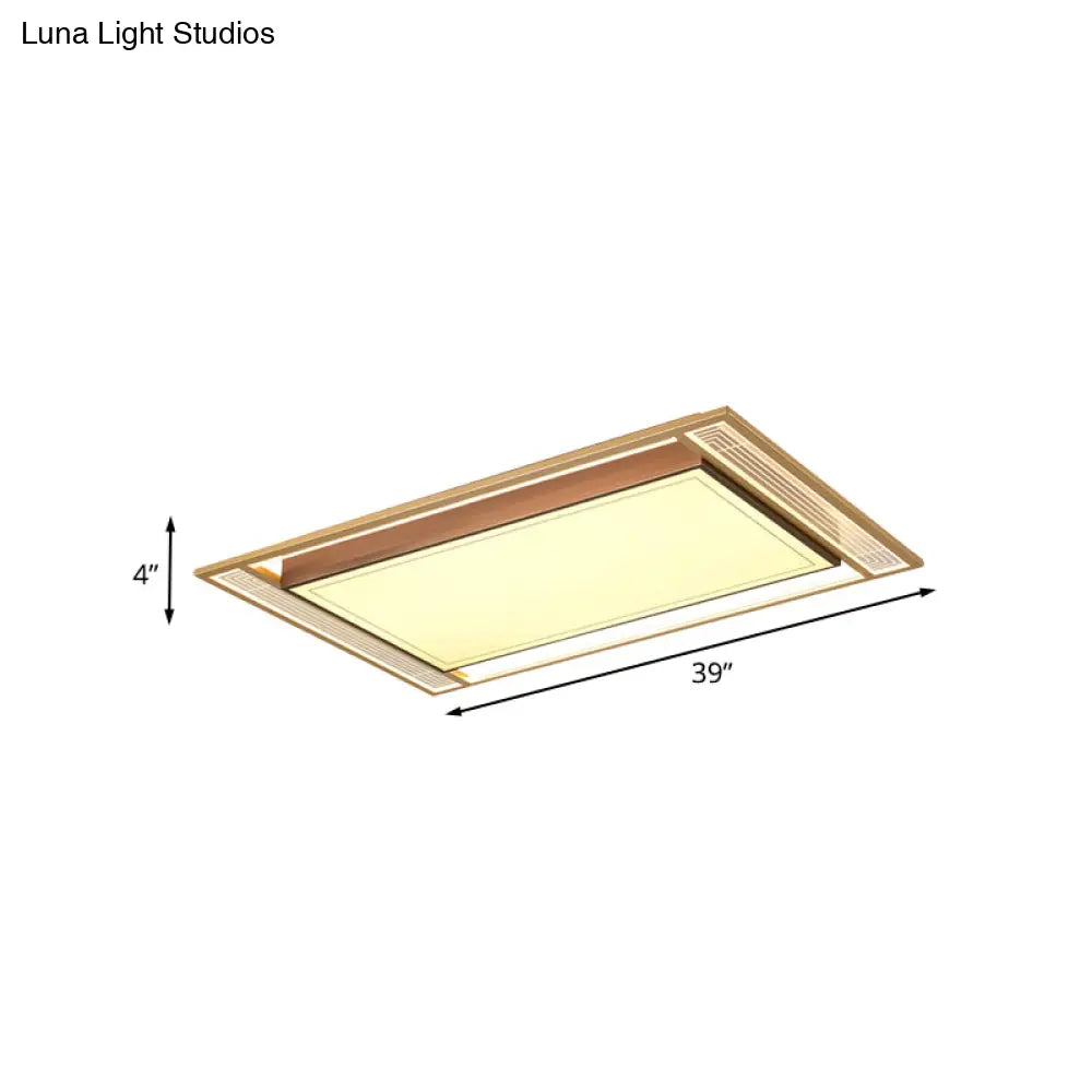 Modern Led Metallic Flush Mount Ceiling Light Fixture - Brown Square/Rectangle Design 21’/39’ Length