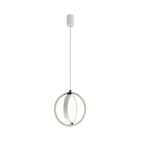 Modern Led Mini Pendant - Black/White Crossed Ring Down Suspension Light With Metallic Shade Black