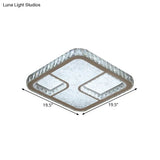 Modern Led Parlor Flushmount Ceiling Fixture With Square Crystal Shade - Chrome Finish In