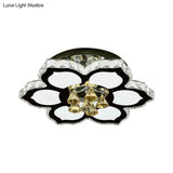 Modern Led Peach Flower Ceiling Lamp With Clear Crystal Blocks
