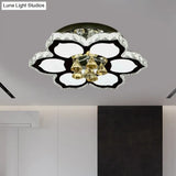 Modern Led Peach Flower Ceiling Lamp With Clear Crystal Blocks