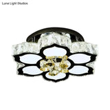 Modern Led Peach Flower Ceiling Lamp With Clear Crystal Blocks