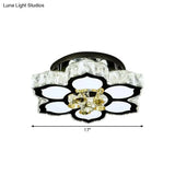 Modern Led Peach Flower Ceiling Lamp With Clear Crystal Blocks