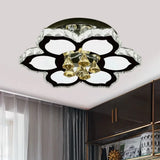 Modern Led Peach Flower Ceiling Lamp With Clear Crystal Blocks Stainless - Steel / B