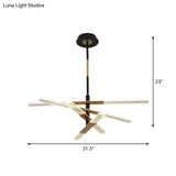 Modern Led Pendant Chandelier In Black-Gold Warm/White Light - 31.5’/35.5’ Wide