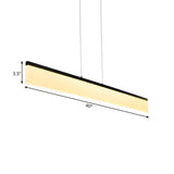 39/47 Led Office Pendant Light With Linear Acrylic Shade - Black/Gold Ceiling Lamp For Table