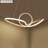 Modern Led Pendant Light - Minimalist Cycle Chandelier For Restaurant Warm/White Black/White