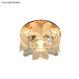 Modern Led Petal Flush Mount Spotlight With Blue/Gold/Tan Finish And Clear Crystal Ceiling Light