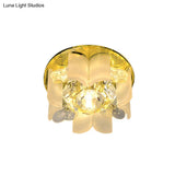 Modern Led Petal Flush Mount Spotlight With Blue/Gold/Tan Finish And Clear Crystal Ceiling Light