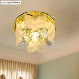 Modern Led Petal Flush Mount Spotlight With Blue/Gold/Tan Finish And Clear Crystal Ceiling Light