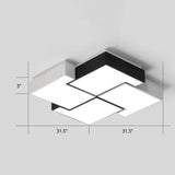 Modern Led Pinwheel Flush Mount Nordic Ceiling Light For Bedroom - Black And White Metal Finish