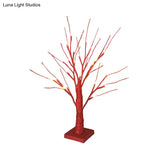 Modern Led Plastic Nightstand Light - Red Tree Night Table Lamp For Living Room