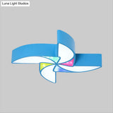 Modern Led Playroom Flush Light With Acrylic Shade In Blue/Green/Pink