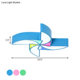 Modern Led Playroom Flush Light With Acrylic Shade In Blue/Green/Pink
