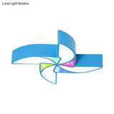 Modern Led Playroom Flush Light With Acrylic Shade In Blue/Green/Pink