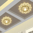 Modern Led Porch Ceiling Flush Mount Light Fixture With Clear Crystal Blossom Design + Ruffle Edge