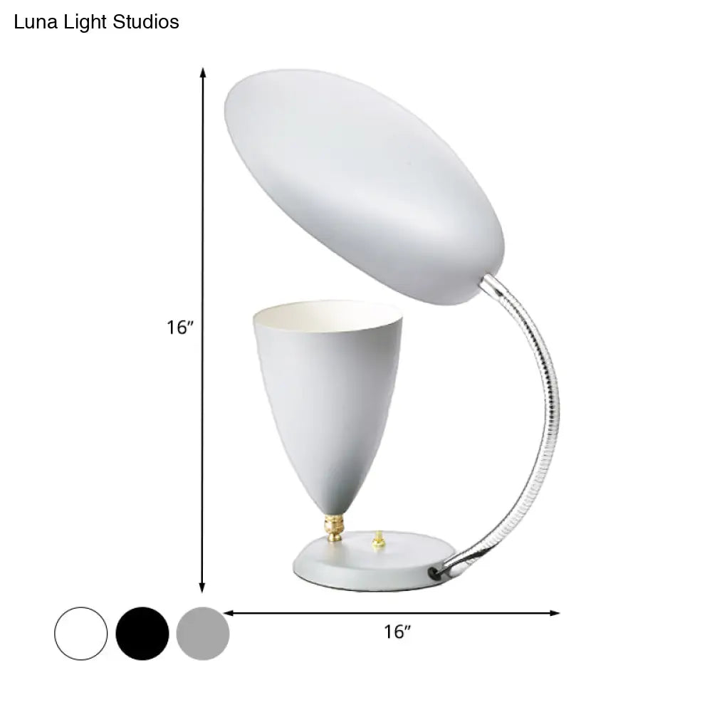 Modern Led Reading Lamp: Adjustable Arm Iron Sharp Tongue & Cone Design White/Black/Grey