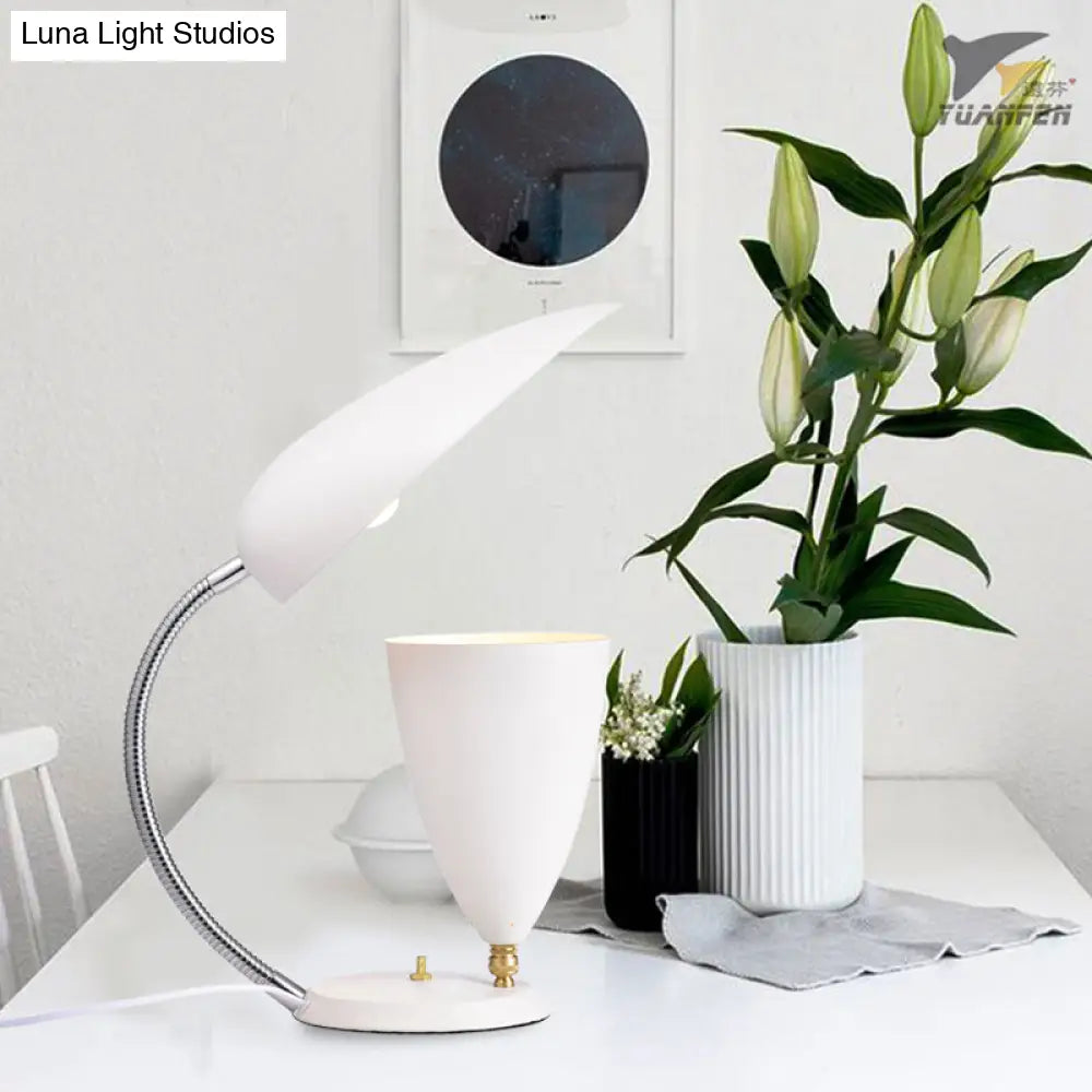 Modern Led Reading Lamp: Adjustable Arm Iron Sharp Tongue & Cone Design White/Black/Grey