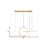 Modern Led Restaurant Island Lamp In Black/Gold With Circle & Linear Metal Shade - Warm/White Light