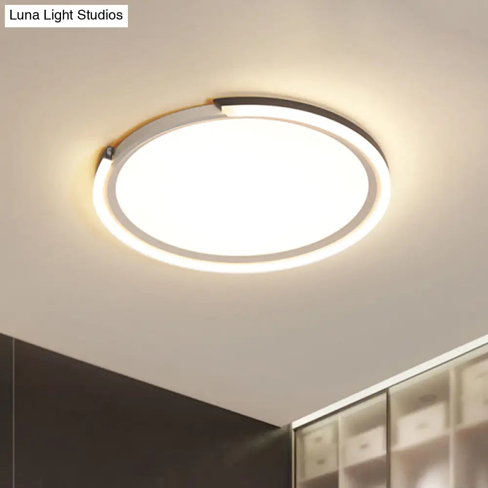Modern Led Round Acrylic Flush Mount Lighting - 15’/18’/23’ Wide White/Black/Gold Warm Light