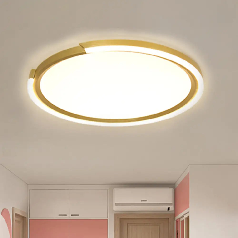 Modern Led Round Acrylic Flush Mount Lighting - 15/18/23 Wide White/Black/Gold Warm Light