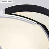 Modern Led Round Ceiling Flush Light - Acrylic Black And White Flushmount Lighting Warm 3 Color