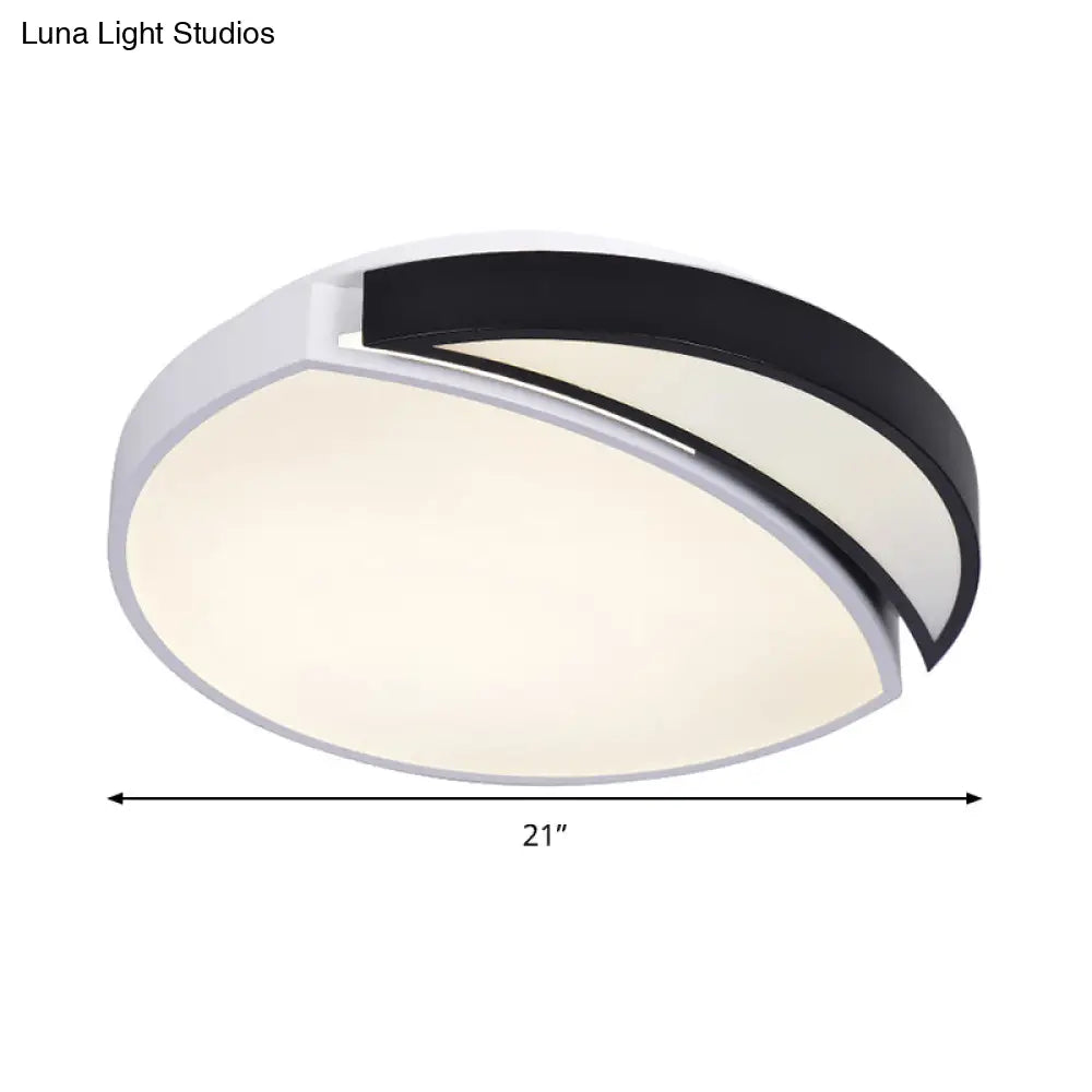 Modern Led Round Ceiling Flush Light - Acrylic Black And White Flushmount Lighting Warm 3 Color