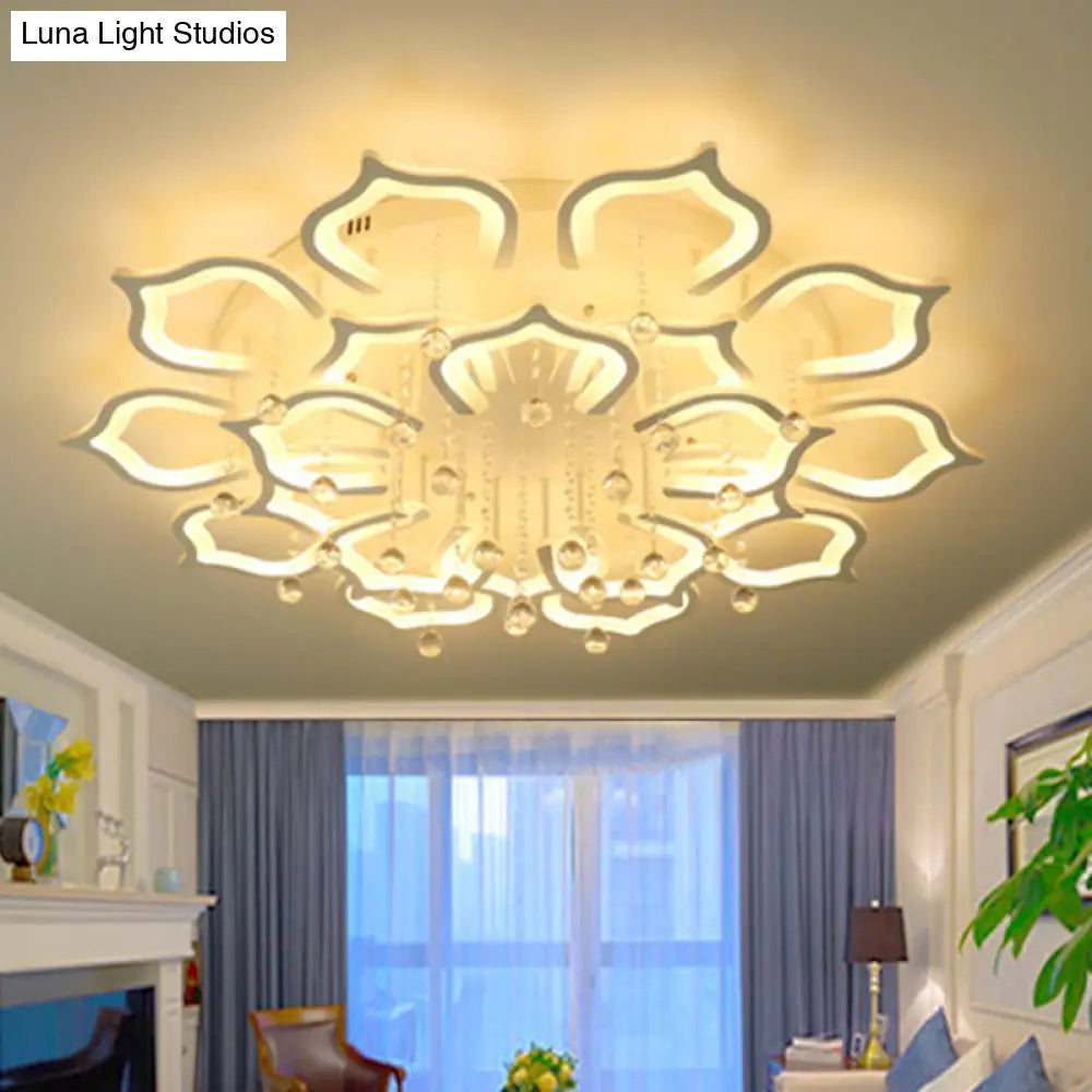 Modern Led Semi Flush Ceiling Light With Crystal Accents