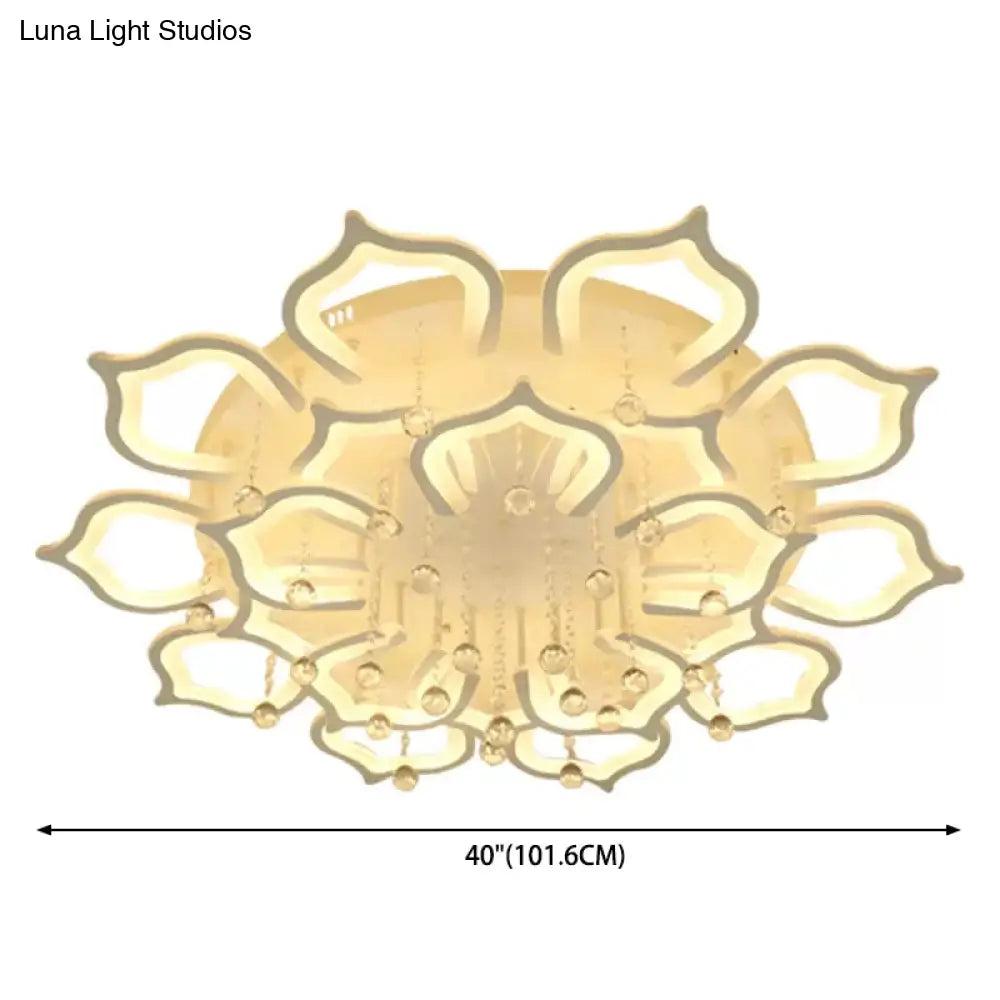 Modern Led Semi Flush Ceiling Light With Crystal Accents