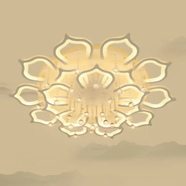 Modern Led Semi Flush Ceiling Light With Crystal Accents