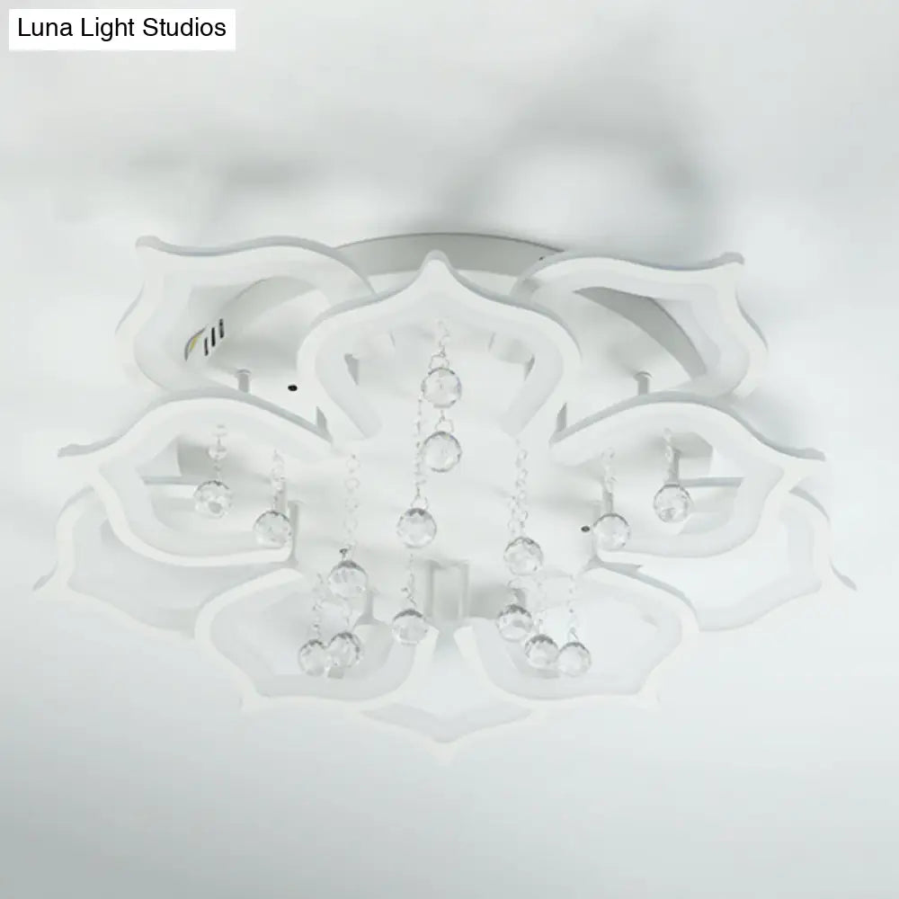 Modern Led Semi Flush Ceiling Light With Crystal Accents