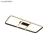 Modern Led Semi Flush Mount Ceiling Lamp - Black Metal Shade White/Warm Light 12’/23.5’ Wide